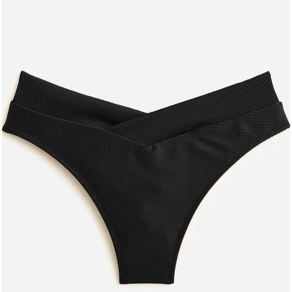 New NWT J. Crew Black Ribbed Cross Front Cheeky Bikini Swim Suit Bottom Size 3X - Picture 1 of 8